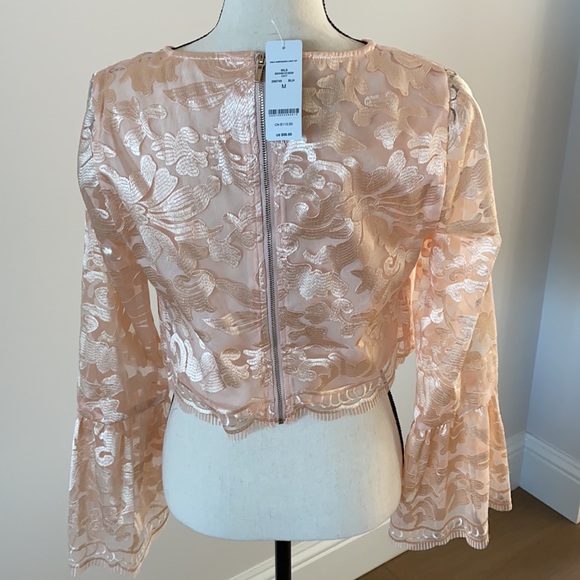 NWT Bebe blush embroidered crop blouse - Picture 2 of 3